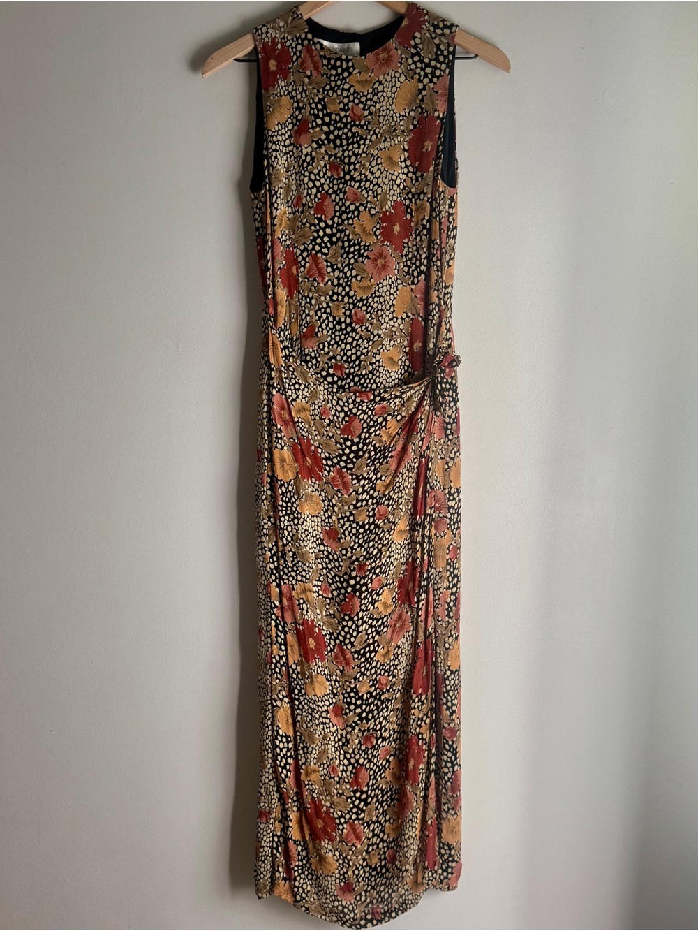 Jones New York Vintage Sleeveless Floral Maxi Faux Tie Waist Dress Button Back